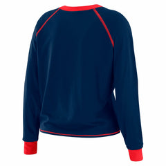 New York Giants WEAR by Erin Andrews Women's Plus Size Tie-Front Long Sleeve Top - Royal/Red - NFL