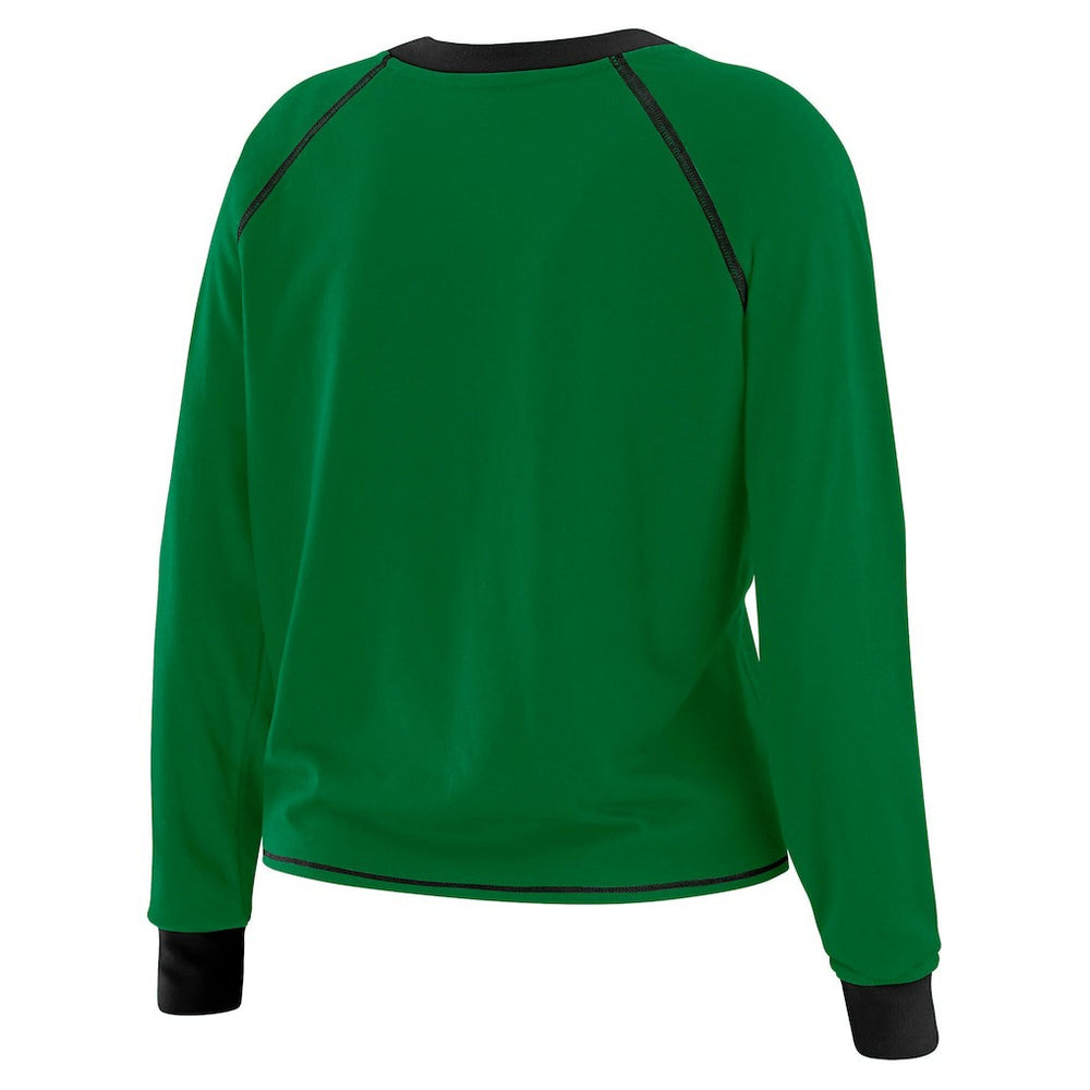 New York Jets WEAR by Erin Andrews Women's Plus Size Tie-Front Long Sleeve Top - Green/Black - NFL