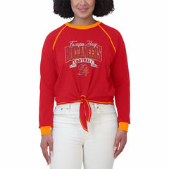 Tampa Bay Buccaneers WEAR by Erin Andrews Women's Plus Size Tie-Front Long Sleeve Top - Red/Orange - NFL