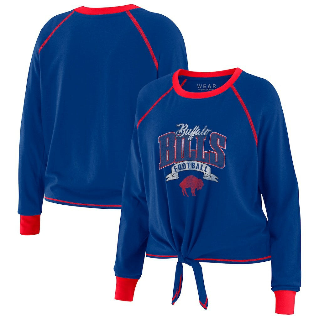 Buffalo Bills WEAR by Erin Andrews Women's Plus Size Tie-Front Long Sleeve Top - Royal/Red - NFL