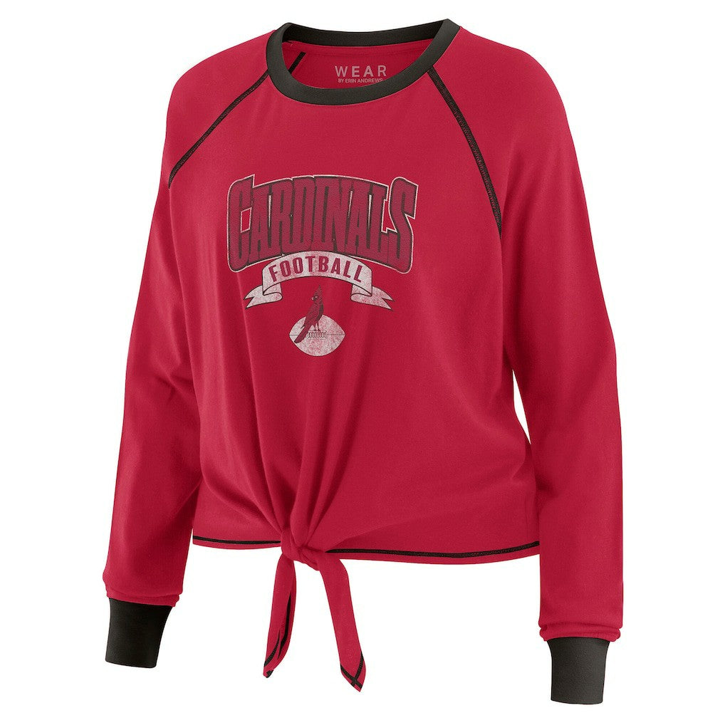 Arizona Cardinals WEAR by Erin Andrews Women's Plus Size Tie-Front Long Sleeve Top - Cardinal/Black - NFL