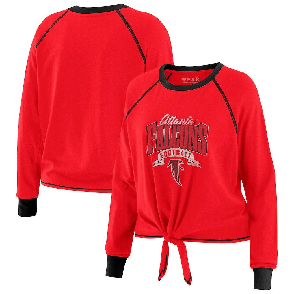 Atlanta Falcons WEAR by Erin Andrews Women's Plus Size Tie-Front Long Sleeve Top - Red/Black - NFL