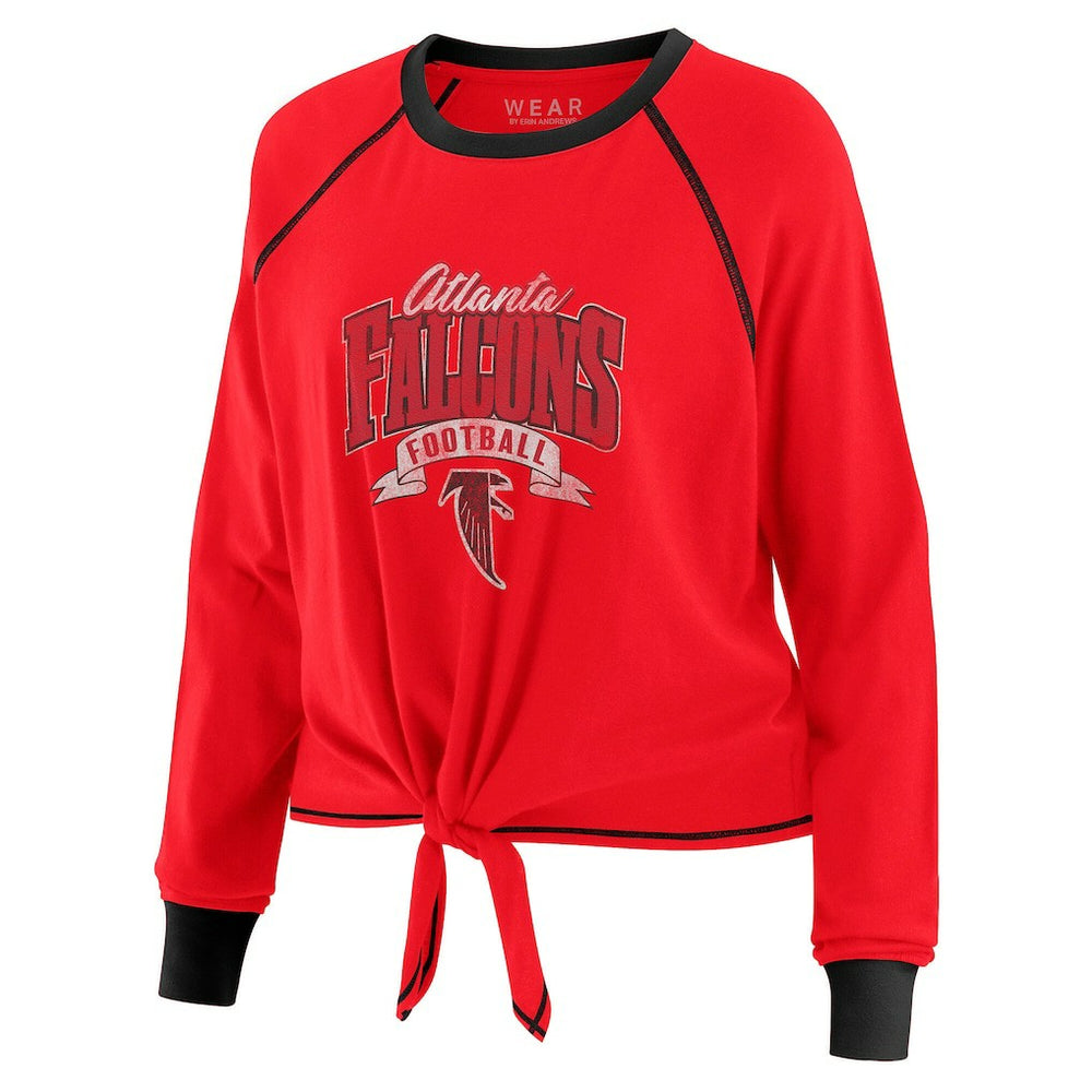 Atlanta Falcons WEAR by Erin Andrews Women's Plus Size Tie-Front Long Sleeve Top - Red/Black - NFL
