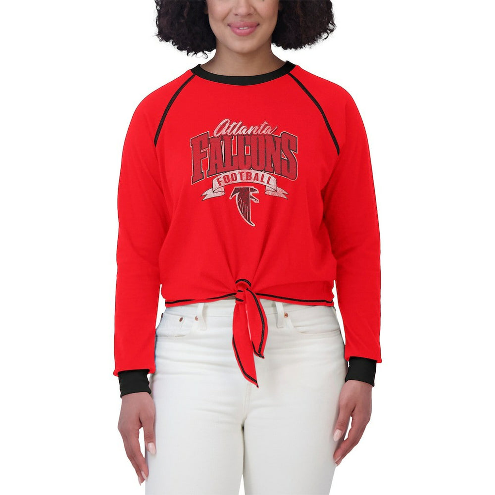 Atlanta Falcons WEAR by Erin Andrews Women's Plus Size Tie-Front Long Sleeve Top - Red/Black - NFL