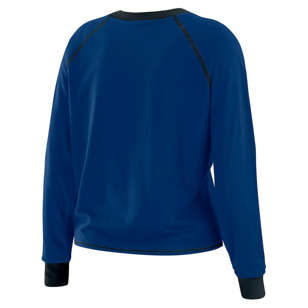 Indianapolis Colts WEAR by Erin Andrews Women's Plus Size Tie-Front Long Sleeve Top - Royal/Black - NFL