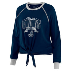 Dallas Cowboys WEAR by Erin Andrews Women's Plus Size Tie-Front Long Sleeve Top - Navy/Silver - NFL