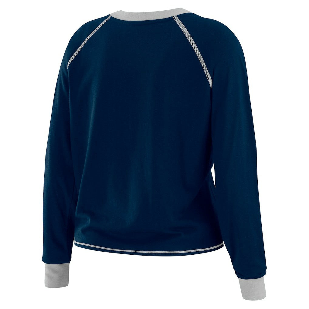 Dallas Cowboys WEAR by Erin Andrews Women's Plus Size Tie-Front Long Sleeve Top - Navy/Silver - NFL