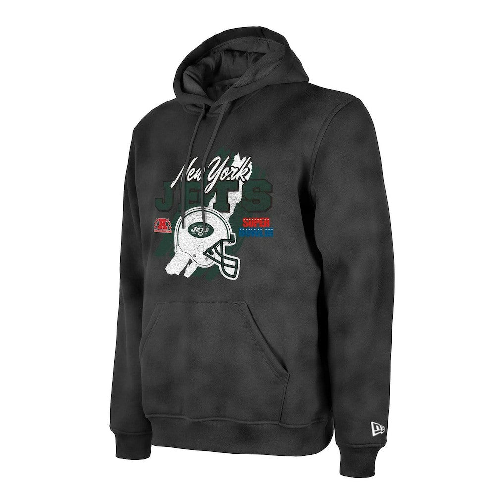 New York Jets New Era Identity Helmet Enzyme Washed Pullover Hoodie - Black - NFL