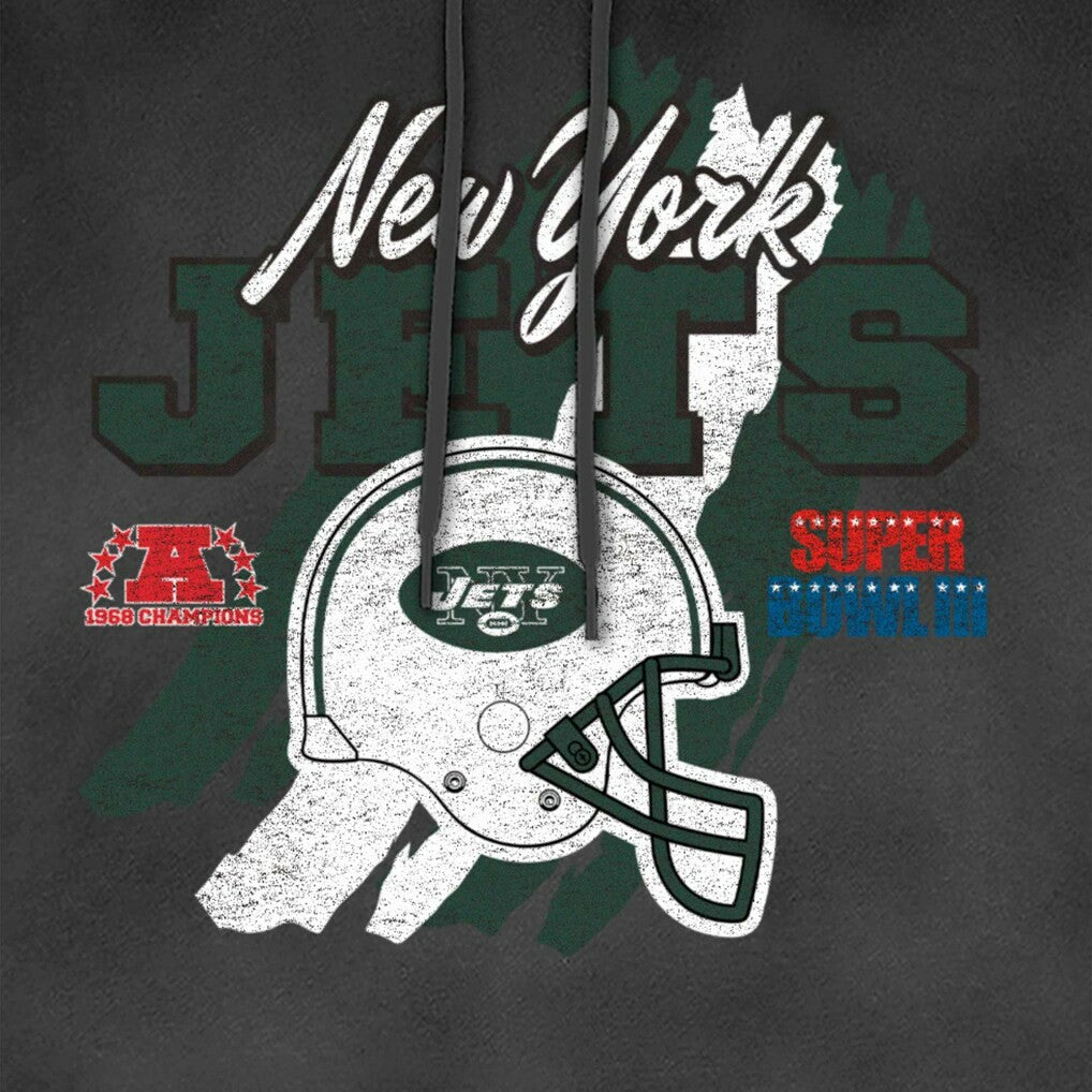 New York Jets New Era Identity Helmet Enzyme Washed Pullover Hoodie - Black - NFL