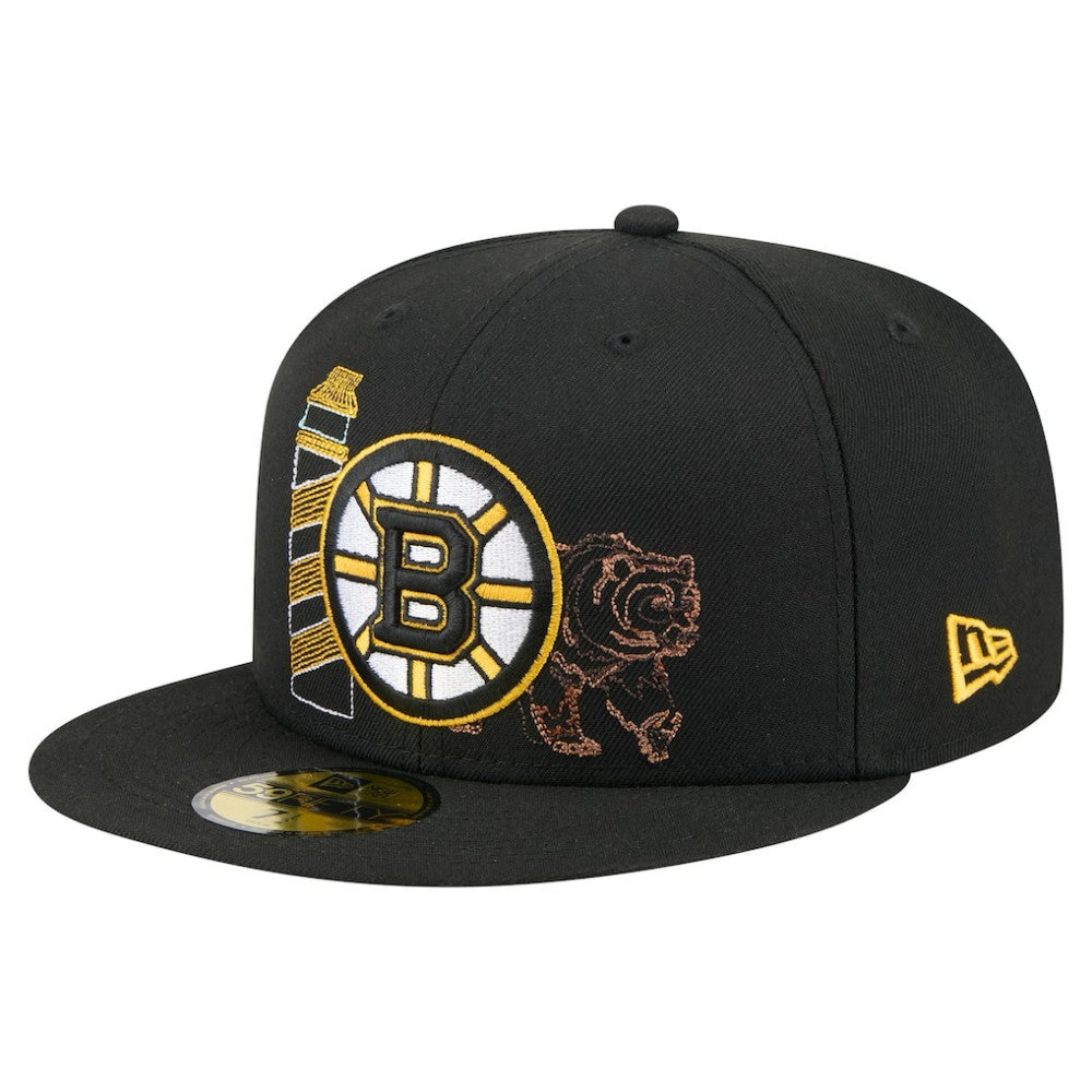 Boston Bruins New Era State Stitch 59FIFTY Fitted Hat - Black | New Era on sale