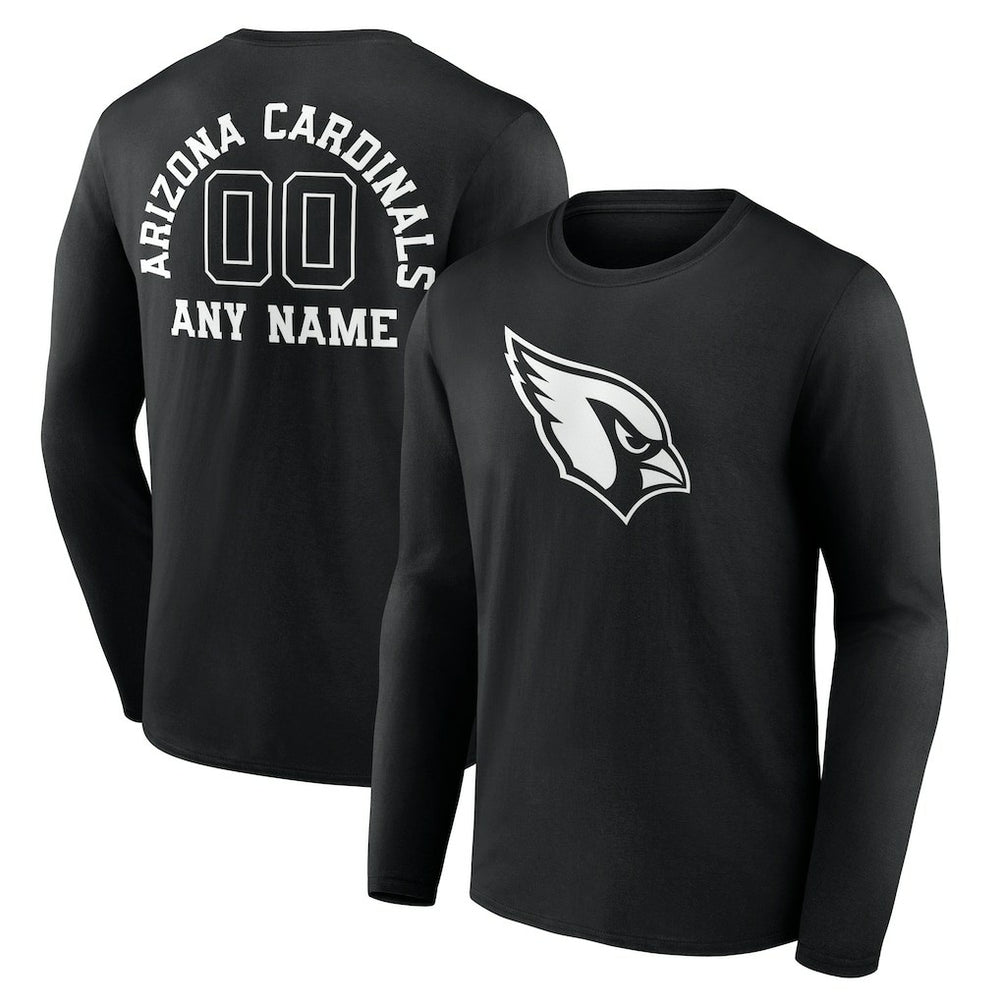 Arizona Cardinals Personalized Name & Number Monochrome Long Sleeve T-Shirt - Black - NFL
