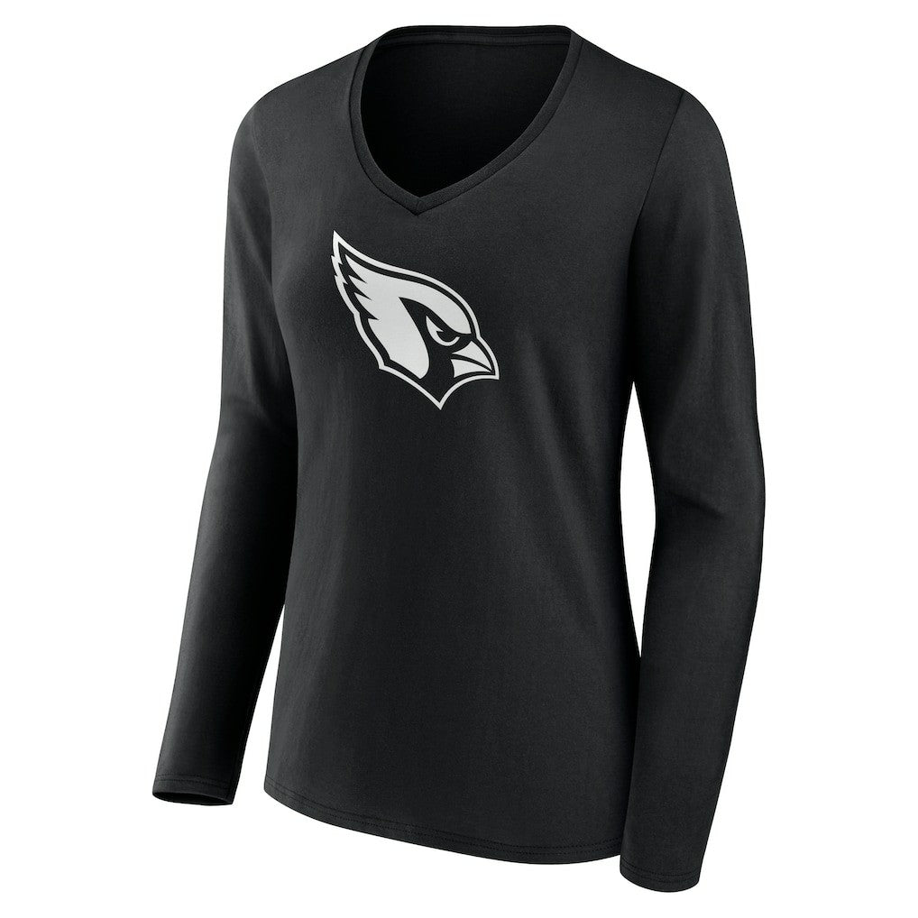Arizona Cardinals Women's Personalized Name & Number Monochrome Long Sleeve V-Neck T-Shirt - Black - NFL