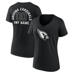 Arizona Cardinals Women's Personalized Name & Number Monochrome V-Neck T-Shirt - Black - NFL