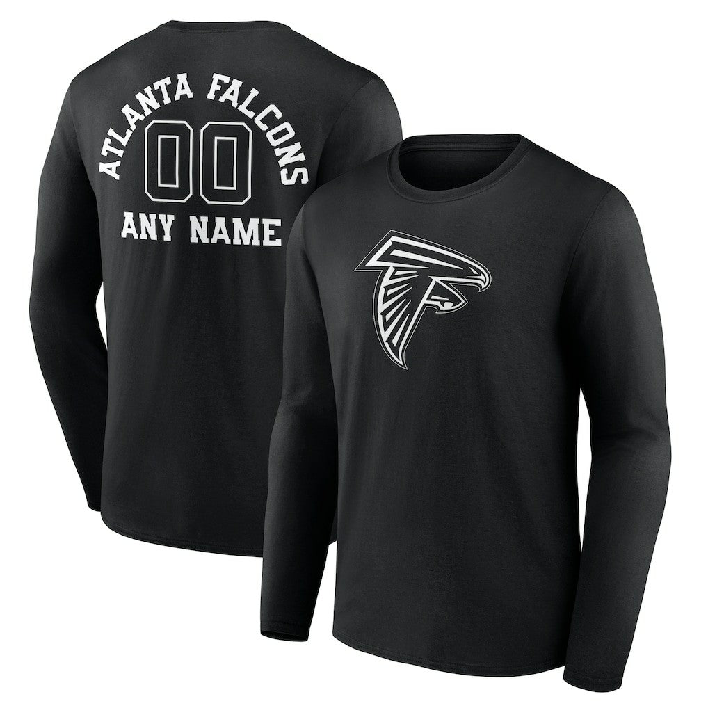 Atlanta Falcons Personalized Name & Number Monochrome Long Sleeve T-Shirt - Black - NFL
