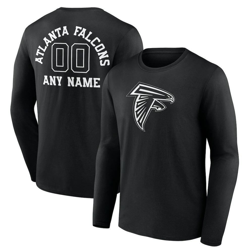 Atlanta Falcons Personalized Name & Number Monochrome Long Sleeve T-Shirt - Black - NFL