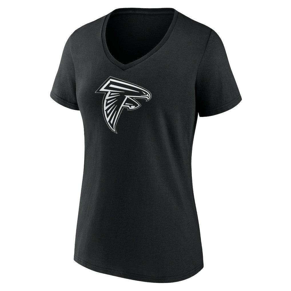 Atlanta Falcons Women's Personalized Name & Number Monochrome V-Neck T-Shirt - Black - NFL