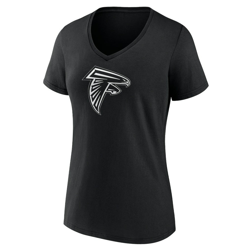 Atlanta Falcons Women's Personalized Name & Number Monochrome V-Neck T-Shirt - Black - NFL