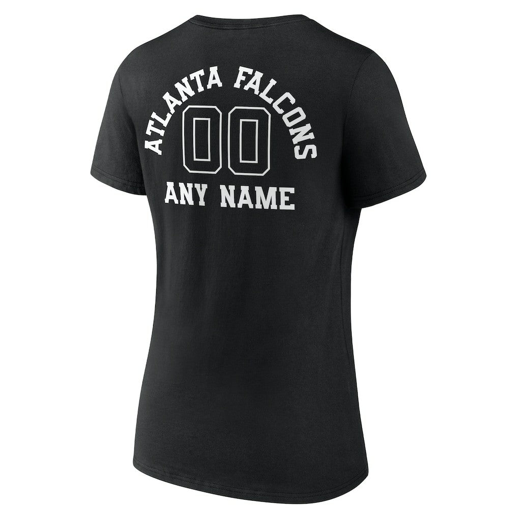Atlanta Falcons Women's Personalized Name & Number Monochrome V-Neck T-Shirt - Black - NFL