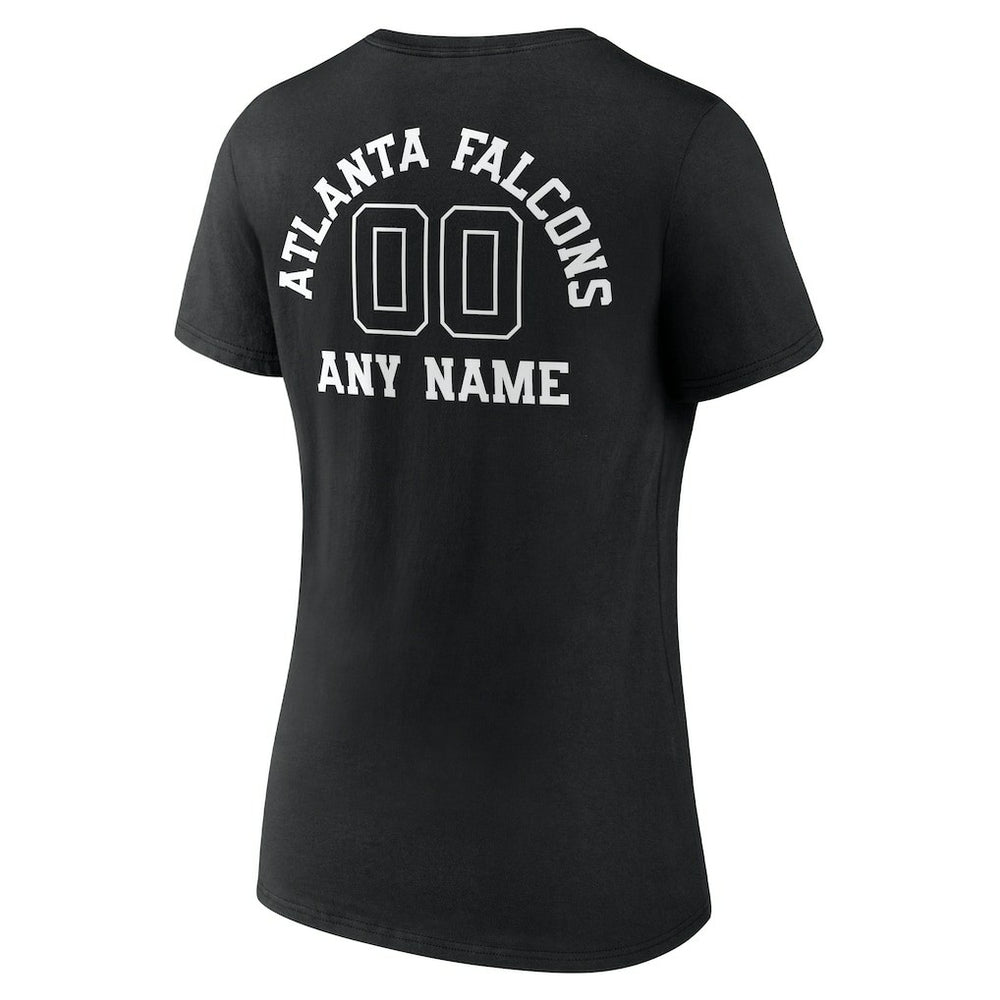 Atlanta Falcons Women's Personalized Name & Number Monochrome V-Neck T-Shirt - Black - NFL