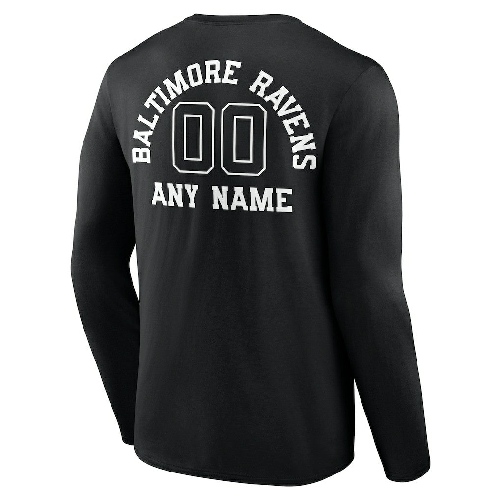 Baltimore Ravens Personalized Name & Number Monochrome Long Sleeve T-Shirt - Black - NFL