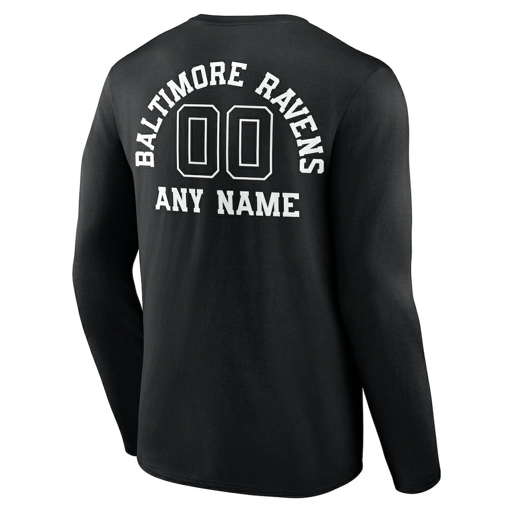 Baltimore Ravens Personalized Name & Number Monochrome Long Sleeve T-Shirt - Black - NFL