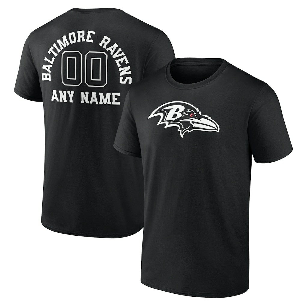 Baltimore Ravens Personalized Name & Number Monochrome T-Shirt - Black - NFL