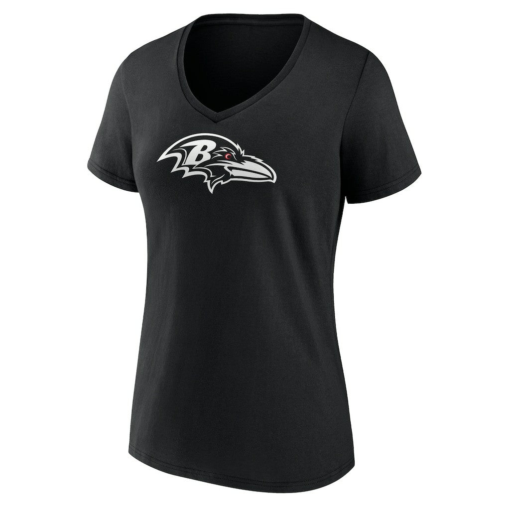 Baltimore Ravens Women's Personalized Name & Number Monochrome V-Neck T-Shirt - Black - NFL