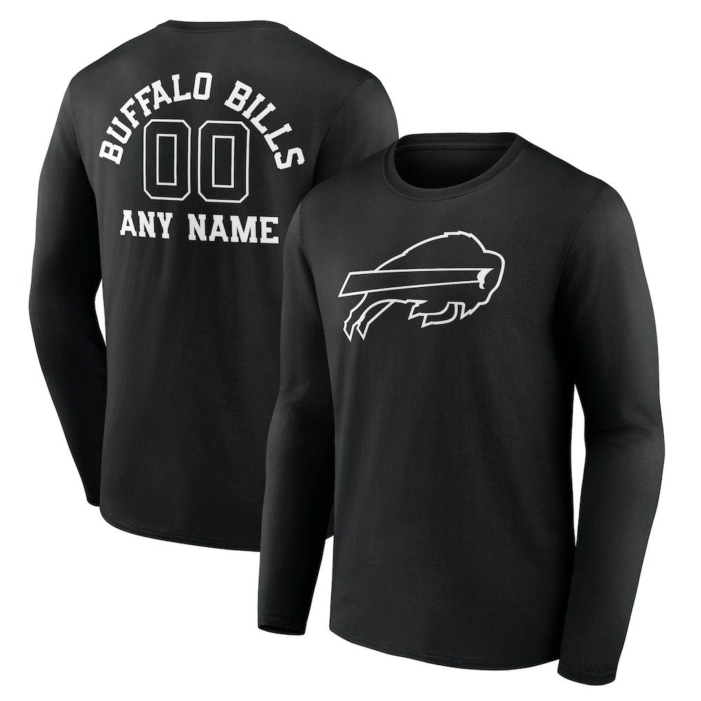 Buffalo Bills Personalized Name & Number Monochrome Long Sleeve T-Shirt - Black - NFL