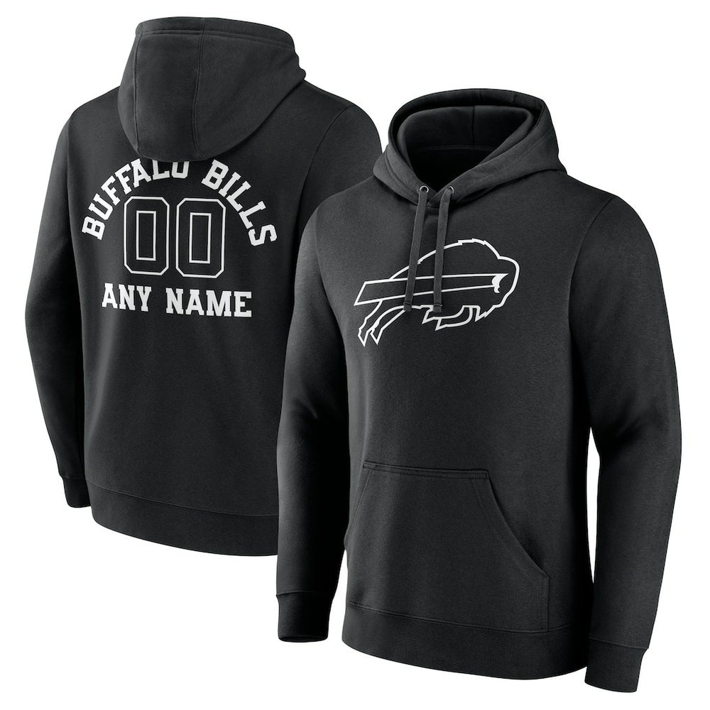 Buffalo Bills Personalized Name & Number Pullover Hoodie - Black - NFL