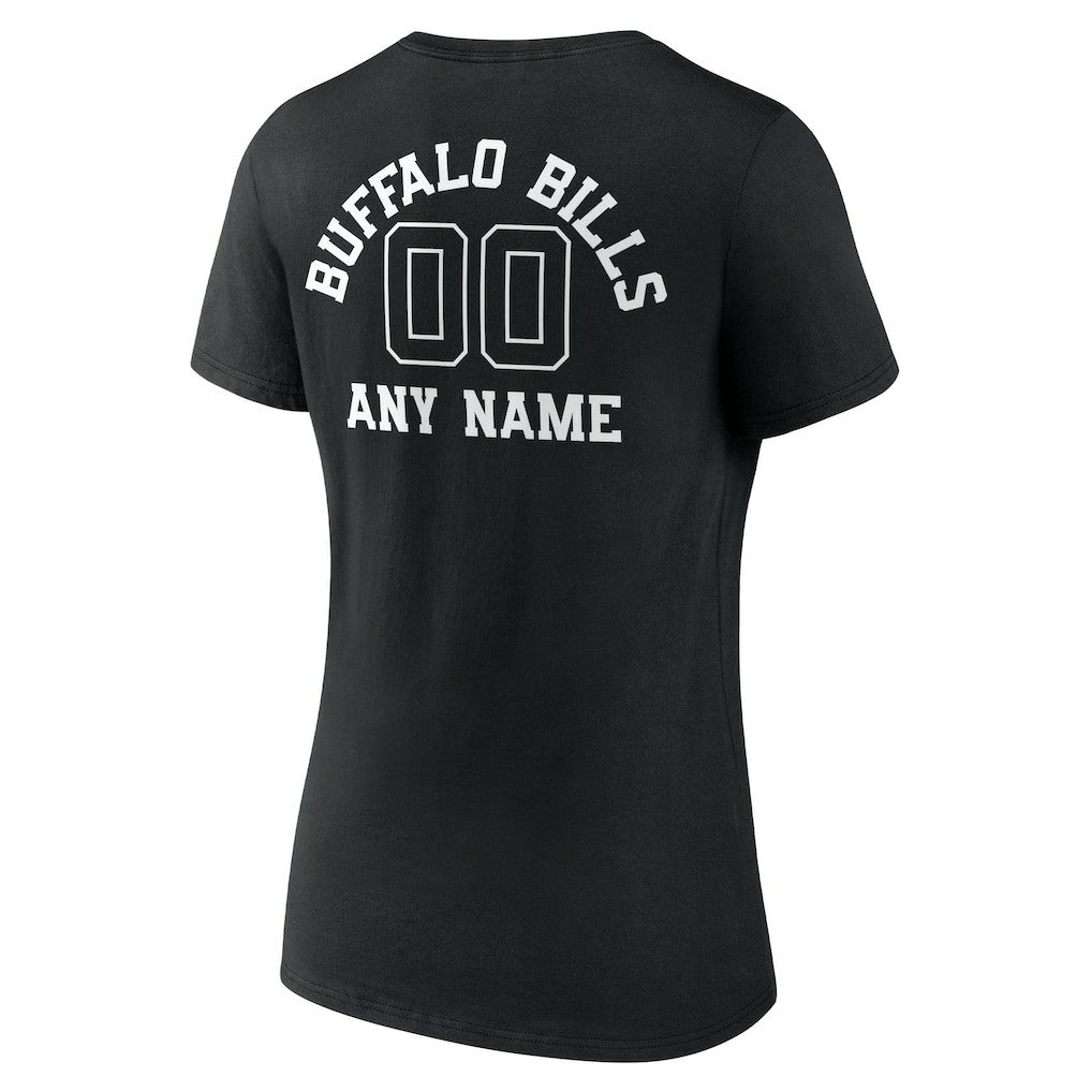 Buffalo Bills Women's Personalized Name & Number Monochrome V-Neck T-Shirt - Black - NFL