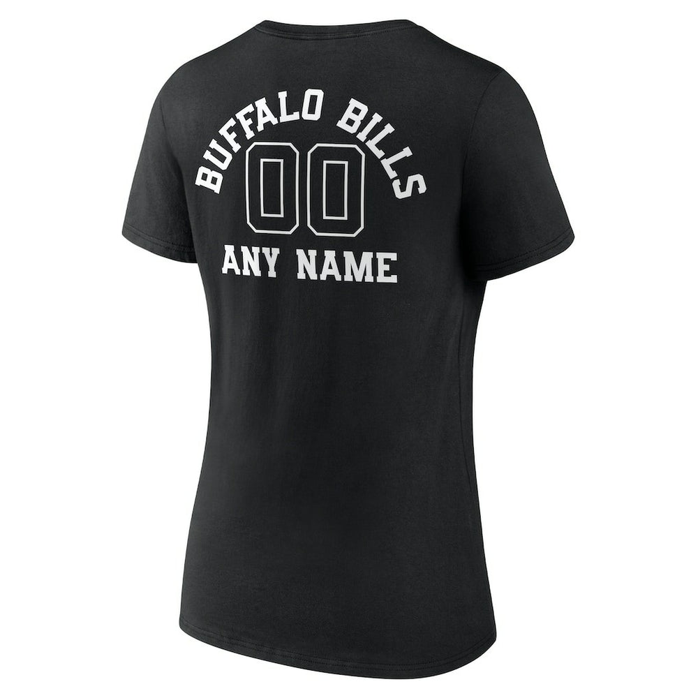 Buffalo Bills Women's Personalized Name & Number Monochrome V-Neck T-Shirt - Black - NFL