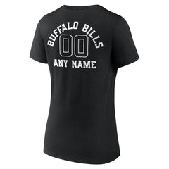 Buffalo Bills Women's Personalized Name & Number Monochrome V-Neck T-Shirt - Black - NFL