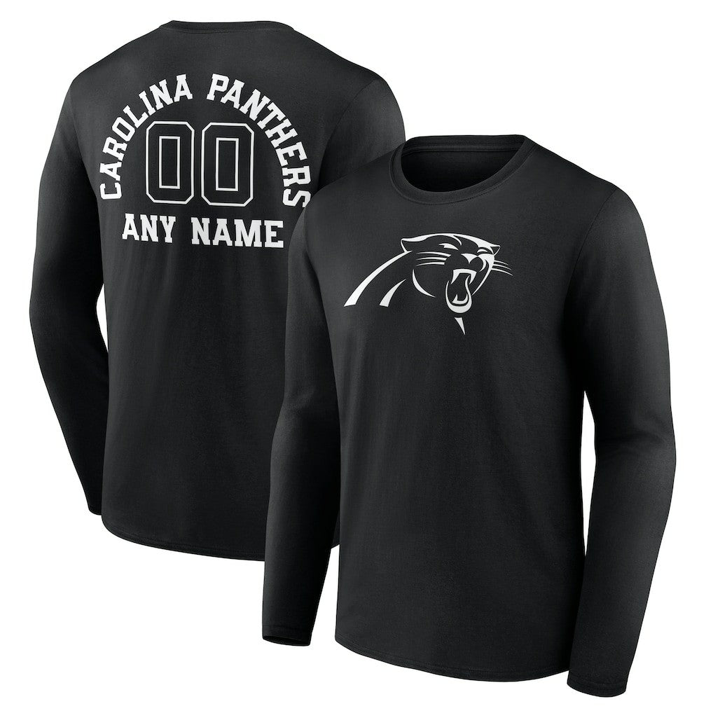 Carolina Panthers Personalized Name & Number Monochrome Long Sleeve T-Shirt - Black - NFL