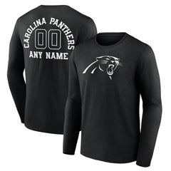 Carolina Panthers Personalized Name & Number Monochrome Long Sleeve T-Shirt - Black - NFL