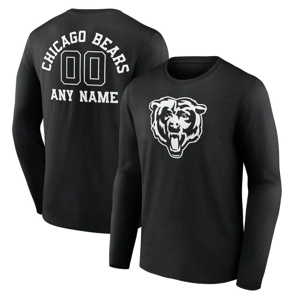 Chicago Bears Personalized Name & Number Monochrome Long Sleeve T-Shirt - Black - NFL