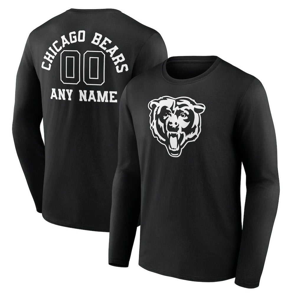 Chicago Bears Personalized Name & Number Monochrome Long Sleeve T-Shirt - Black - NFL