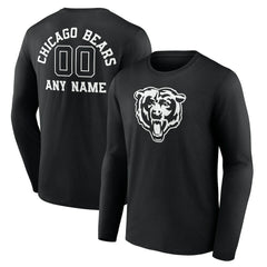 Chicago Bears Personalized Name & Number Monochrome Long Sleeve T-Shirt - Black - NFL