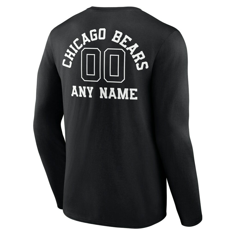 Chicago Bears Personalized Name & Number Monochrome Long Sleeve T-Shirt - Black - NFL