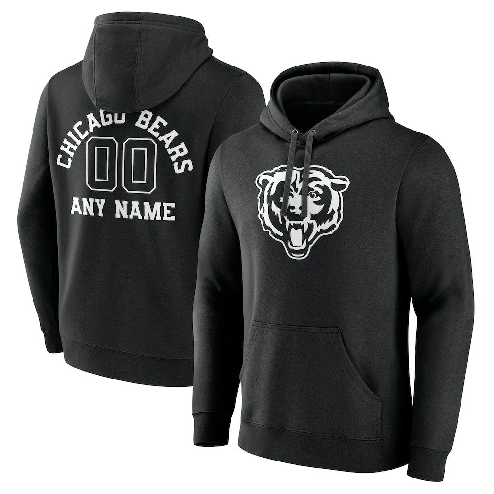 Chicago Bears Personalized Name & Number Pullover Hoodie - Black - NFL