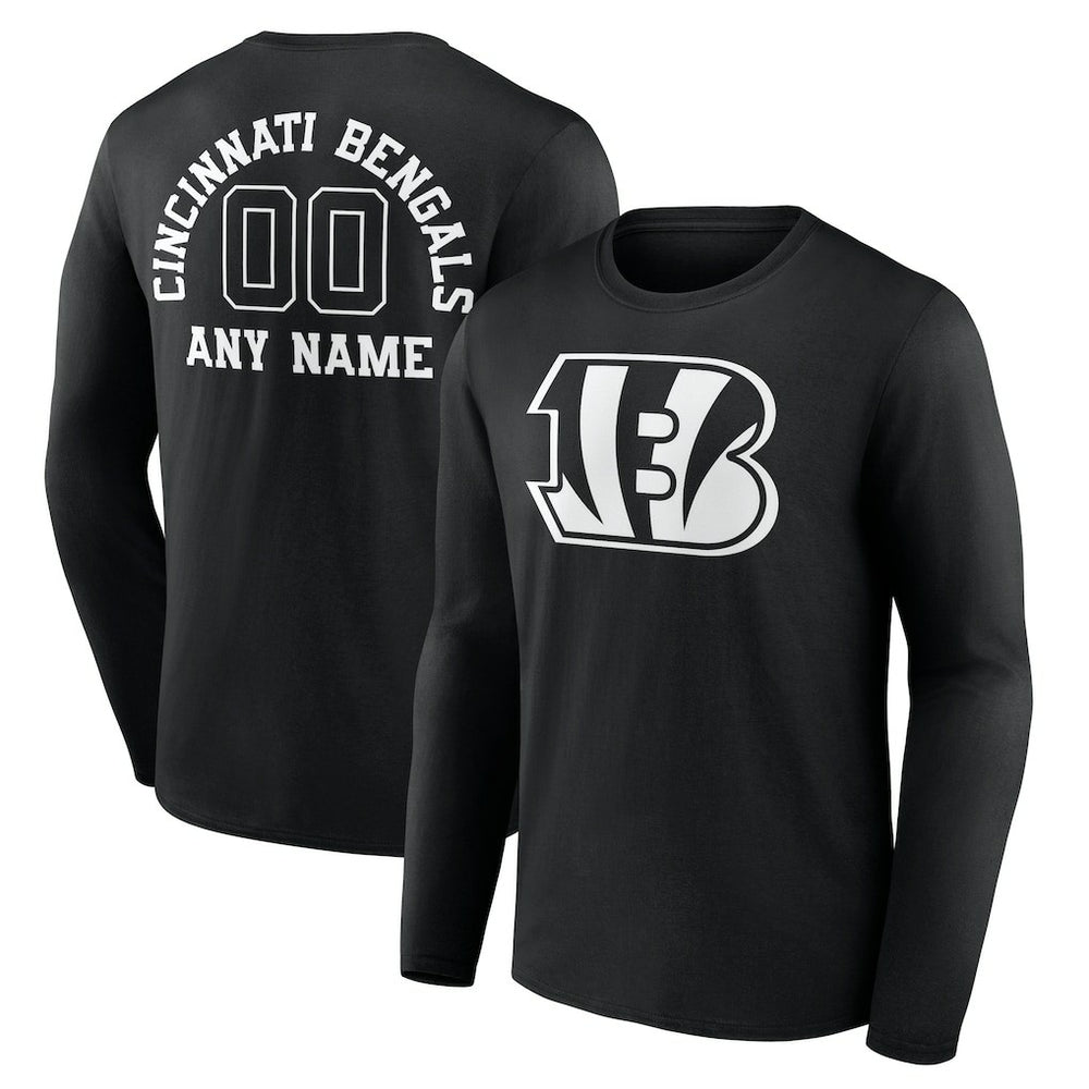Cincinnati Bengals Personalized Name & Number Monochrome Long Sleeve T-Shirt - Black - NFL