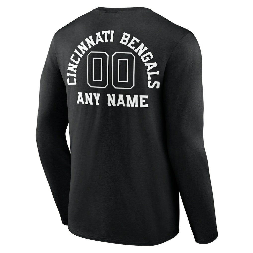 Cincinnati Bengals Personalized Name & Number Monochrome Long Sleeve T-Shirt - Black - NFL