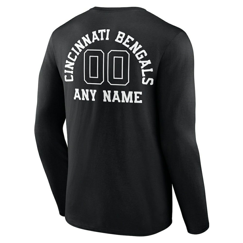 Cincinnati Bengals Personalized Name & Number Monochrome Long Sleeve T-Shirt - Black - NFL