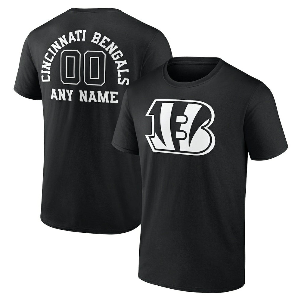 Cincinnati Bengals Personalized Name & Number Monochrome T-Shirt - Black - NFL