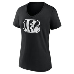 Cincinnati Bengals Women's Personalized Name & Number Monochrome V-Neck T-Shirt - Black - NFL