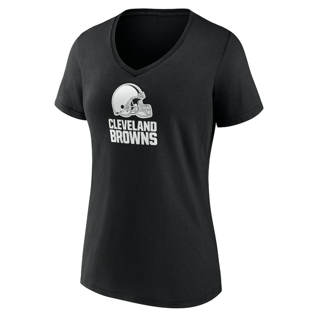 Cleveland Browns Women's Personalized Name & Number Monochrome V-Neck T-Shirt - Black - NFL