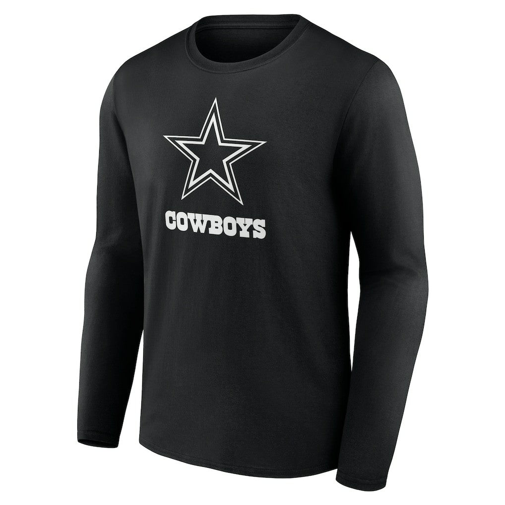 Dallas Cowboys Personalized Name & Number Monochrome Long Sleeve T-Shirt - Black - NFL