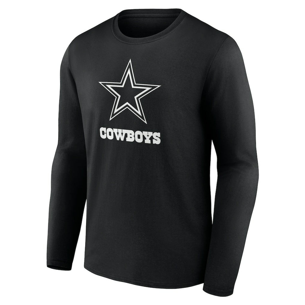 Dallas Cowboys Personalized Name & Number Monochrome Long Sleeve T-Shirt - Black - NFL