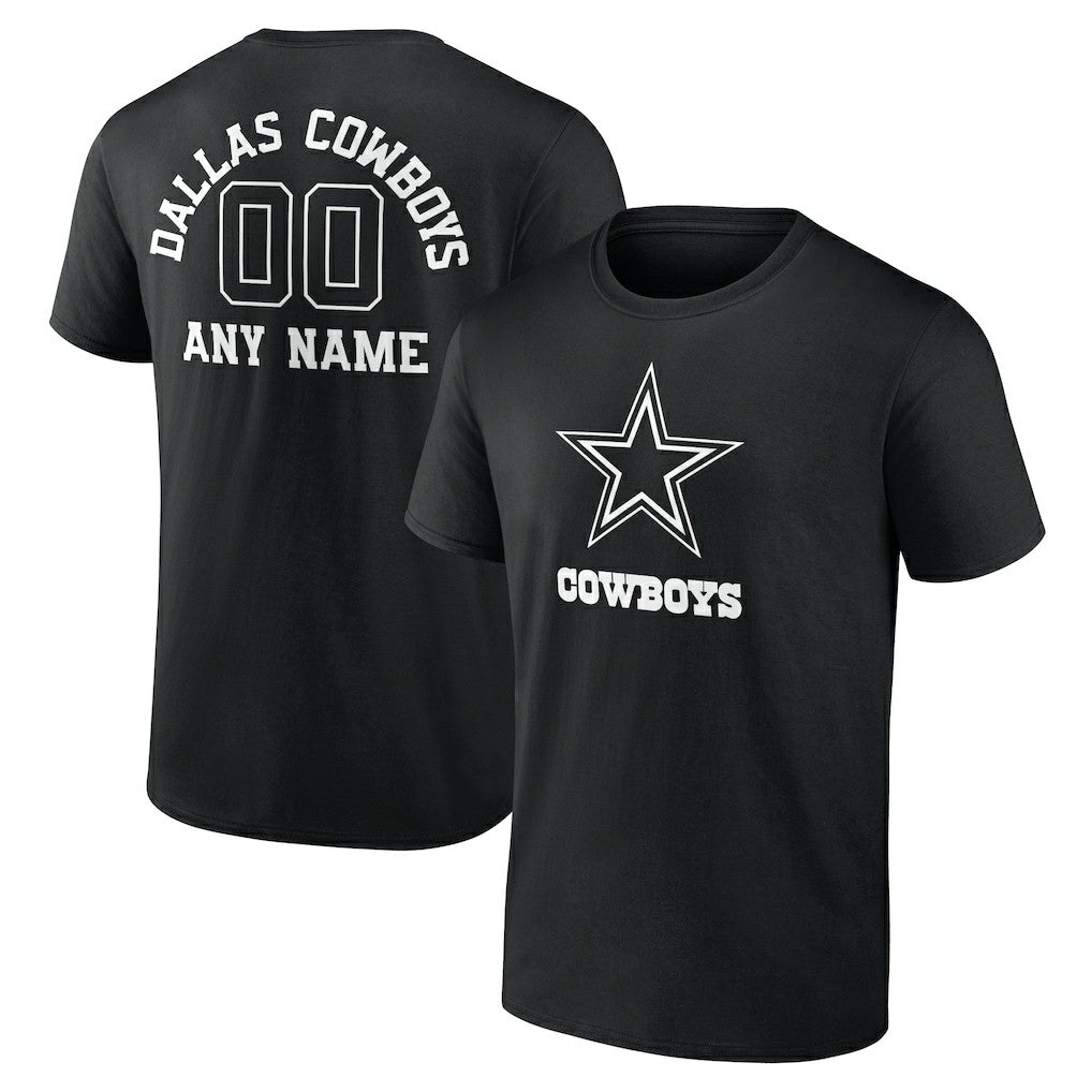 Dallas Cowboys Personalized Name & Number Monochrome T-Shirt - Black - NFL