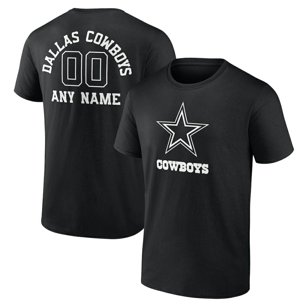 Dallas Cowboys Personalized Name & Number Monochrome T-Shirt - Black - NFL