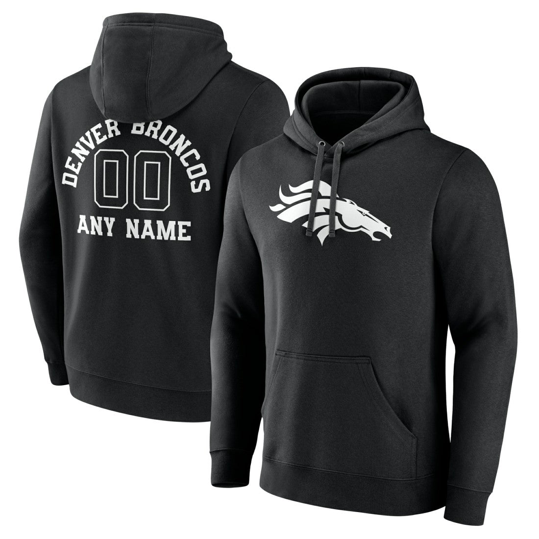 Denver Broncos Personalized Name & Number Pullover Hoodie - Black - NFL